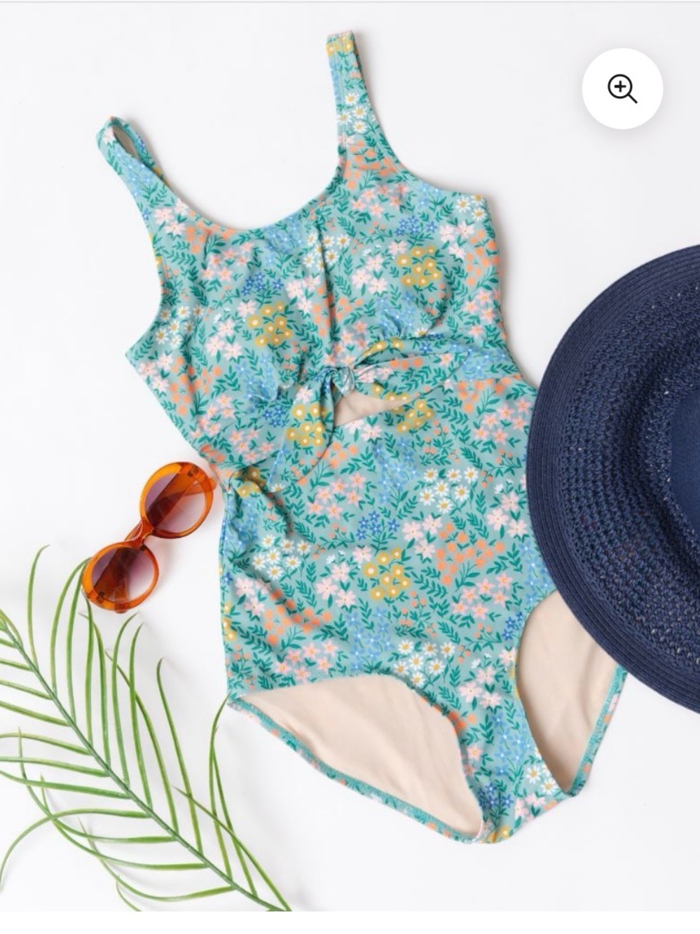 Lime Ricki Aqua Floral Tie-Front One-Piece - Picture 6 of 6